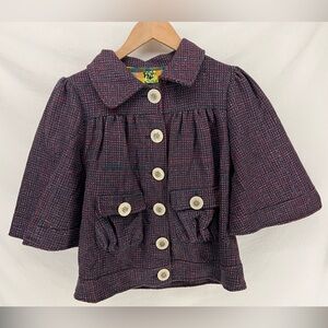 Nuvula Y2K Women’s Tweed Wool Blend Cropped Jacket Size Small Twee